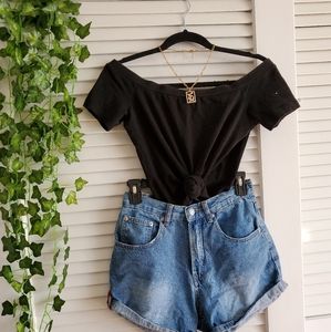 Black off shoulder top
